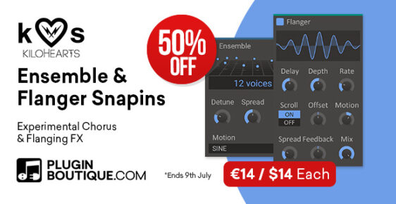 620x320 kilohearts Snapins pluginboutique 562x290 - Kilohearts Ensemble and Flanger Snapins Sale - up to 51% Off