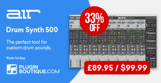 620x320 AirMusic DrumSynth500 PluginBoutique 562x290 - AIR Music Drum Synth 500 Summer Sale - 34% Off