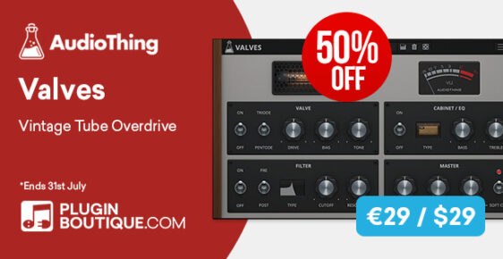620x320 AudioThing Valves PluginBoutique 562x290 - AudioThing Valves Introductory Sale - 50% Off
