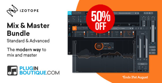 620x320 iZotope MixMaster 50 PluginBoutique 562x290 - iZotope Mix & Master Bundle Sale - 50% Off