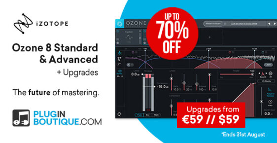 620x320 iZotope Ozone 70 PluginBoutique 1 562x290 - iZotope Ozone 8 Sale - up to 70% Off