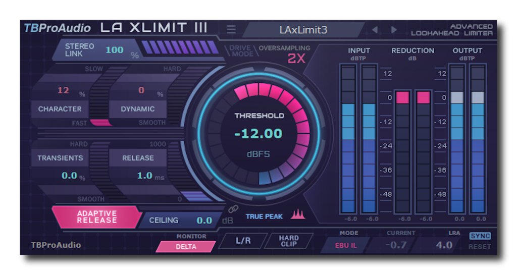 laxlimit3 big 1024x545 - TBProAudio releases LA xLimit III - Enhanced Limiter Plugin for Windows and Mac OS X