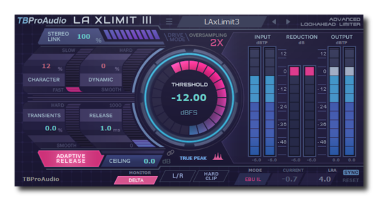 laxlimit3 big 545x290 - TBProAudio releases LA xLimit III - Enhanced Limiter Plugin for Windows and Mac OS X