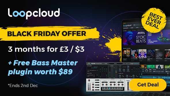 Loopcloud - 3 months of Loopcloud for £3 / $3, and get Bass Master (VST/AU) for FREE